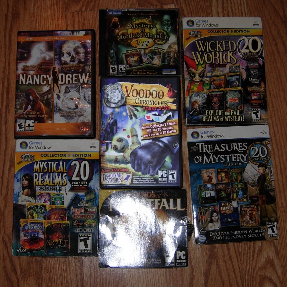 7 Hidden Objects PC Game Disc Lot